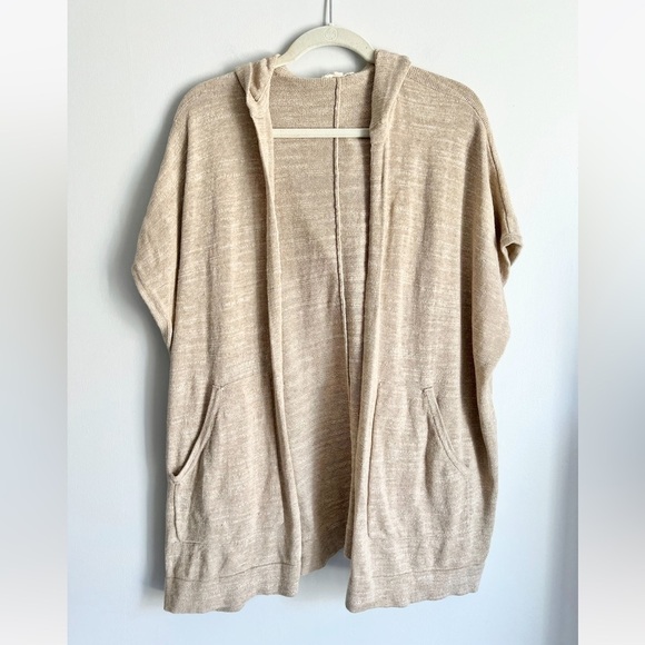246 Eileen Fisher Organic Cotton Knit Open Front Hooded Cardigan Size S/M - Picture 4 of 17